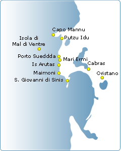 Cartina delle spiagge della provincia di Oristano